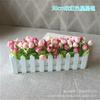 Decoração de Sala de Estar em Casa Conjunto de Plantas Artificiais Florais Enfeites de Flores Cerca de Madeira Decoração com Flores Artificiais Pequeno Vaso Exibição de Janela