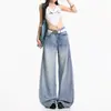 Jeans Anchos de Seda Hielo Tácto Frío Lyocell Color Naranja Infantil para Mujer, Corte Holgado, Adelgazantes, Caída Suave, Transpirables, Versátiles, Pantalones de Largo Completo.