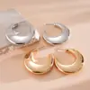 Pendientes de Acero con Aguja de Luna Metálicos Brillantes en Forma de C Estilo Europeo y Americano, Pendientes de Diseño Simple y Único, Accesorios para Orejas de Alta Gama para Viajeros