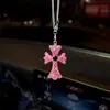 Pingente para Retrovisor de Carro Cruz de Strass de Argila Transfronteiriço Retro Ornamento Criativo com Cravação de Diamantes para Pendurar no Carro Decoração de Interior