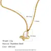 Moda Europea y Americana Dulce y Única Joyería de Nicho Acero Inoxidable Chapado en Oro de 18K Collar de Mariposa Diagonal en Forma de Corazón para Mujeres con Sentido del Diseño