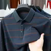 Camisa Base Nova Estilo Outono/Inverno Gola Reversível Manga Longa Listrada Tingida em Fio Solta Plus Size Estilo Pai
