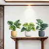 Papel Tapiz de Planta Verde en Maceta, Pegatinas de Rábano Verde y Hoja de Monstera, Pintura Decorativa para Embellecimiento de Pared Blanca de Sala de Estar y Estudio, Plantas Artificiales Autoadhesivas