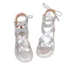 Sandalias para Niña Plata de Caña Alta Estilo Romano Infantil 2026 Verano Nuevo Estilo Sandalias de Princesa para Niñas Pequeñas para Niños Mayores