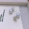 Pendientes de Fuegos Artificiales de Diamante Desmontables de Perlas Retro Franceses Multiusos Chapados en Cobre Oro Real de 18K Pendientes de Lujo Accesible para Mujeres