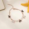 Pulseira de prata 925 com borboleta feminina design nicho ouro rosa 18K estudante ins presente de Natal Dia dos Namorados para namorada