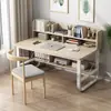 Escritorio para el hogar con estantería integrada, escritorio para computadora, escritorio para juegos, escritorio para escribir para niñas, escritorio simple, juego de escritorio y silla para estudiar