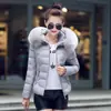 Nuevo Abrigo de Algodón con Cuello Grande de Piel para Mujer, Abrigo Corto de Algodón con Capucha, Chaqueta de Algodón Cálida Ajustada a la Moda