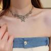 Collar con botón de personalidad de amor con estrella de cinco puntas de metal estilo punk de moda, exquisita cadena de clavícula de nicho de estilo retro frío
