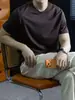Cómoda y RelajanteLino Amigable con la Piel Sensación de Algodón Cómoda Camiseta de Verano para Hombre Cuello Redondo Manga Corta, Fresca y Versátil, Gama Alta