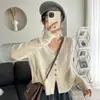 Cárdigan de Punto de Cuello V de Alta Gama Estilo Coreano para Mujer, Diseño de Primavera/Otoño, Chaqueta Corta Holgada