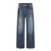 Pantalones vaqueros rasgados lavados de otoño estilo japonés EIGHTISLAND, rectos holgados casuales versátiles para hombre NK723