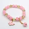 Pulsera Joyería Estilo Nacional, Pulsera Flor de Lirio del Valle Estilo Chino, Cuentas de Buda Tapa de Leche, Pulsera Flor Explosión, Cuentas Redondas de 10 mm, Pulsera de Perlas de Imitación