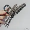 Pinza para el Pelo Elegante Estilo Francés con Hojas de Pedrería, Pasador de Espiga de Trigo para Mujer, Pinza de Tiburón para la Parte Trasera de la Cabeza, Accesorio para el Cabello, Nuevo Modelo 2024