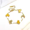 Pulsera Trébol Transfronteriza con Diamantes, Acero de Titanio, Chapado en Oro de 18 Quilates, Nácar de Doble Cara, Joyería de Moda, Fresca y Dulce