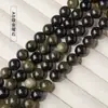 Runya Cristal Obsidiana Negra Natural Cuentas Redondas Semiacabadas para Manualidades Cuentas Sueltas Accesorios para Cuentas al por Mayor