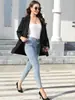 Blazer Casual Estilo Europeu e Americano da Amazon, Caimento Solto com Gola Lapela e Ombros Caídos, Blazer Cardigan Versátil de Cor Sólida para Mulheres, Em Estoque