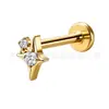 Pendientes de Estrella de Titanio Jiangtai F136 Circonita Cruz Estrella Labret Aleación de Titanio G23 Joyería para Piercings Corporal Pendientes de Hélice Auricular