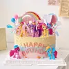 Decoraciones de Adornos para Pastel de Celebridad de Internet Unicornio Arcoíris Carrusel Pony Adornos Niña Princesa Mesa de Postres Enchufe
