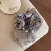 Scrunchie xadrez com laço de renda, grande, camada dupla, de alta qualidade, estiloso, acessório de cabelo