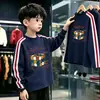 Camiseta de manga larga de algodón puro con tres rayas para niño, modelo nuevo 2026, para primavera y otoño, top base elegante de corte holgado para niños, estilo ins
