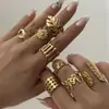Nuevo conjunto de anillos vintage de estrella de mar hueca transfronterizo europeo y americano, anillo único de nicho de hoja de tortuga para el dedo índice