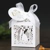 Nueva Caja de Dulces de Boda Láser para Ceremonia de Acompañamiento de Boda, Cartón de Dulces Rosa Hueco con Cinta de Boda, en stock