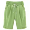 Pantalones cortos casuales de color liso de algodón y lino de talla grande, ajuste holgado, para primavera y verano del sudeste asiático, de comercio exterior al por mayor