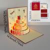 Tarjeta de felicitación creativa con diseño de polvo dorado y luz musical, ideal como regalo de cumpleaños, tarjeta de felicitación estéreo, tarjeta de bendición para pastel en 3D