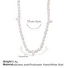 Conjunto Colar e Pulseira de Pérola de Água Doce Popular Francês Novo Luxo Acessível Aço Inoxidável Banhado a Ouro 18K