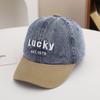 Comercio Exterior Sombrero Infantil de Mezclilla Gorra de Béisbol Letra LUCKY Gorra Urbana Sombrero de Sol de Verano para Niños y Niñas