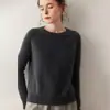 Suéter de Cachemira de Cuello Redondo para Mujer Otoño/Invierno 2025 Manga Raglán Cálido Cómodo Jersey Punto Suelto Grueso Base