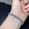 Pulseira de Apatita Natural, Estilo Ultra-Luxuoso e Grandioso, Tamanho da Pedra Principal: Prata 925 Banhada a Ouro Branco 5mm