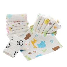 Toalha de rosto infantil plissada pequena quadrada, 30*30 fios de algodão, 6 camadas de gaze macia para lavagem do rosto do bebê