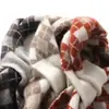 Bufanda Cálida de Cachemir 100% para Otoño e Invierno con Diseño de Cuadros y Bloques de Color Tejido Calado Cuello de Cachemir de Cabra para Protección del Cuello