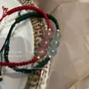 Pulseira de Corda Vermelha com Contas de Cristal Natural Haoyun Simples Ins Tecida à Mão Corda de Mão para Casal Melhor Amigo Pulseira de Cristal Morango
