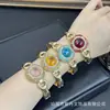 Pulseira de Cristal com Diamantes Inteiros de Luxo Leve Personalidade de Nicho Francês Pulseira com Pedras Brutas Incrustadas de Diamantes Inteiros Venda Direta de Recursos Transfronteiriços da Moda