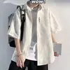 Camisa casual de marca Tide para hombre de manga corta primavera y verano estilo Hong Kong sentido de alta gama camisa guapa rebelde camisa moderna con botones chaqueta ropa de hombre