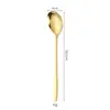 Acero Inoxidable 304 Cuchara Coreana Tenedor Estilo Coreano Mango Largo Engrosado Cuchara para Comer y Beber en Casa Cuchara Mezcladora Cuchara para Postre