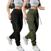 2026 Primavera Outono Feminino Tendência Versátil Bolso 3D Zíper Esportivo Cargo Calça de Barra Elástica Reta Atacado