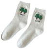 Calcetines para Mujer de Otoño Hilo de Punto Dibujos Animados Lindos Calcetines de Media Longitud para Mujer Ins Tendencia Estilo Coreano Distintivos de Terciopelo Calcetines Blancos de Media Longitud