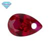 Huagang gema único buraco em forma de pêra 8 # pombo corindo vermelho sangue vermelho pedra nua artificial em forma de gota rubi sintético
