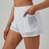 Shorts de Yoga Femininos em Patchwork de Malha, Calças Esportivas de Fitness de Cintura Alta de Secagem Rápida, Calças de Treino Soltas Modeladoras Respiráveis, Marca Tendência