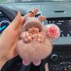 Muñeca Suave y Linda Lindo Zorro Piel Patrón Escocés Lazo Llavero de Muñeca Regalo Creativo para el Día de San Valentín Colgante de Moda para Bolso