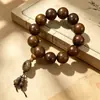 Pulseira de Sândalo Verde Natural com Grão Liso, Contas de Buda de 2,0 mm, Ornamento de Cabacinha de Sândalo, Pulseira Unissex, Atacado de Contas de Madeira