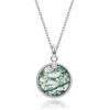 Cross-border novo disco atmosférico natural ágata aquática pingente S925 prata verde musgo colar simples moda personalizado