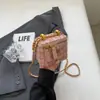 Mini Bolsa de Corrente Estilo Francês para Mulheres, Novo Modelo 2026, Bolsa Quadrada Pequena, Bolsa Caixinha de Tweed Estilo Chanel, Bolsa de Ombro Tipo Saco