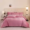 Conjunto de cama de veludo cristal liso espesso para outono e inverno, conjunto de três peças com capa de edredom e fronhas de veludo de leite liso para o inverno