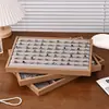 Bandeja de joyería de palisandro con etiqueta personalizada, Bandeja de exhibición para collares, anillos, pulseras, pulseras, pendientes