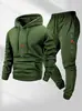 Conjunto Retro de Dos Piezas para Hombre con Estampado de Letras Transfronterizo Europeo y Americano, Sudadera de Manga Larga y Pantalones Deportivos para Correr en Otoño e Invierno